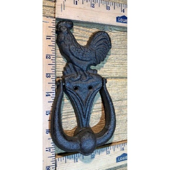 Small Rustic Cast Iron Rooster Doorknocker 7 1/2" tall Farmhouse Décor 0184-0044 - Picture 12 of 12